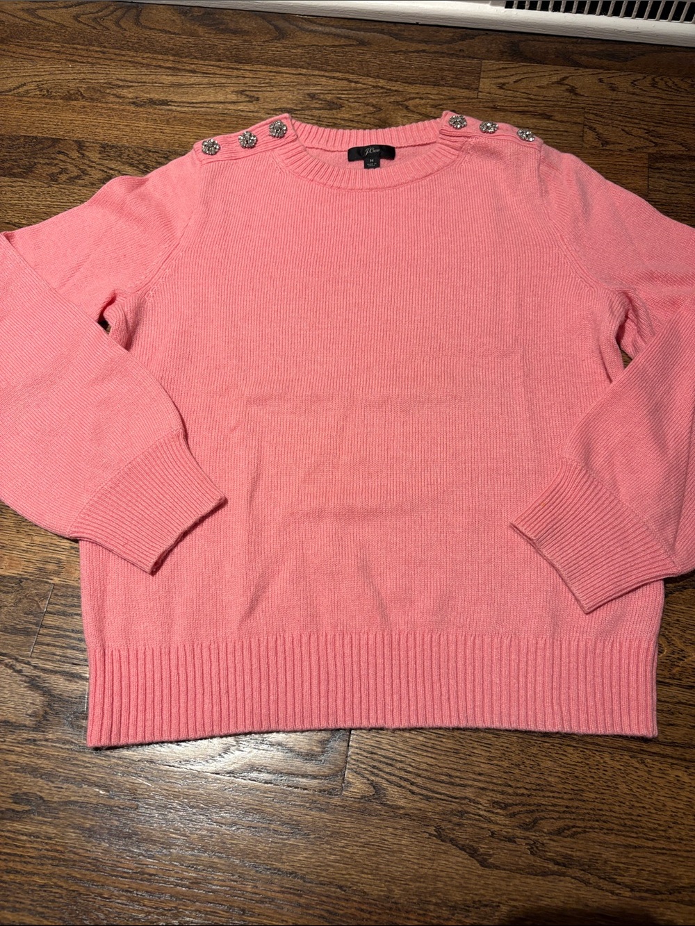 Jcrew lambswool blend crewneck sweater with jewel buttons